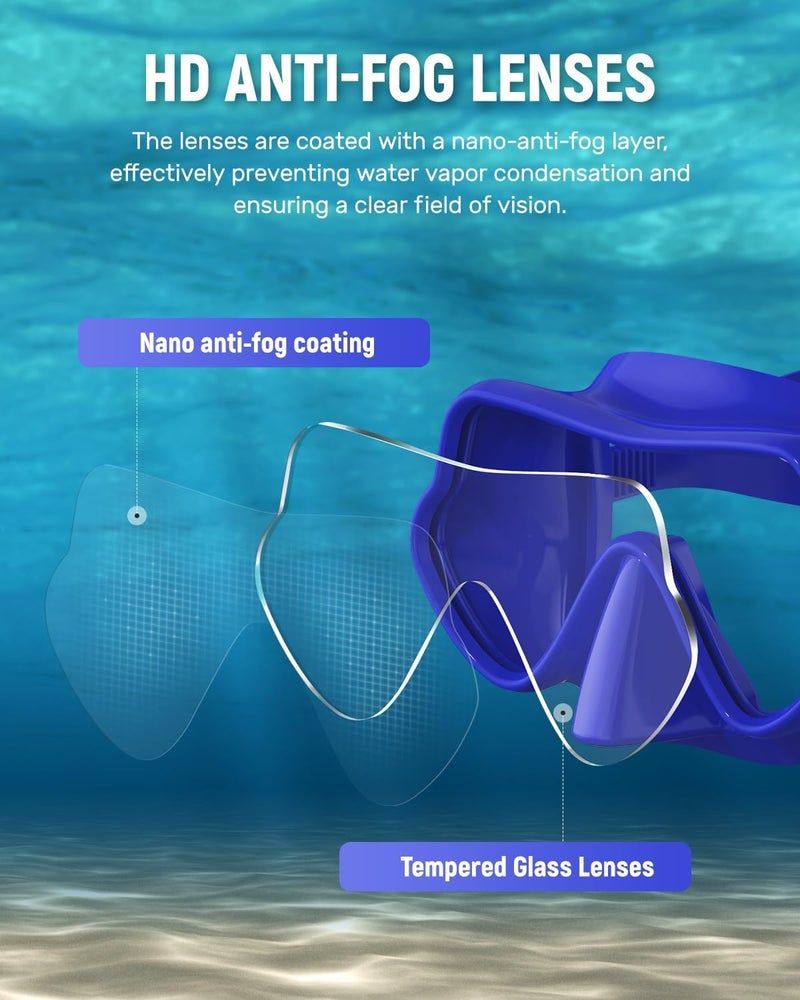 W WSTOO WSTOO Frameless Swim Goggles with Nose Cover for Adults, Panoramic Anti-Glare & Anti-Fog Tempered Glass Lenses, and Perfect Seal Food-Grade Silicone Skirt, Suitable for Snorkelling and Diving - Image 2